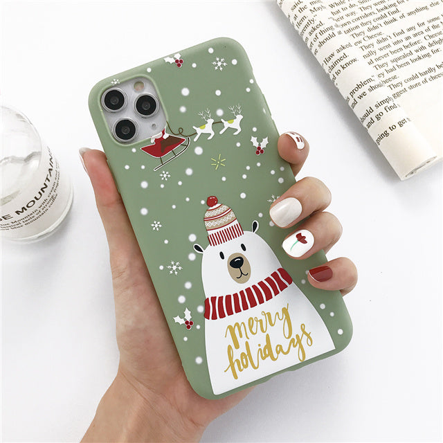 Winter Snowman and Elk Pattern Phone Case | Durable Christmas Design