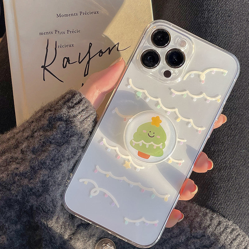 Cute Christmas Phone Case with Transparent Kickstand Bracket