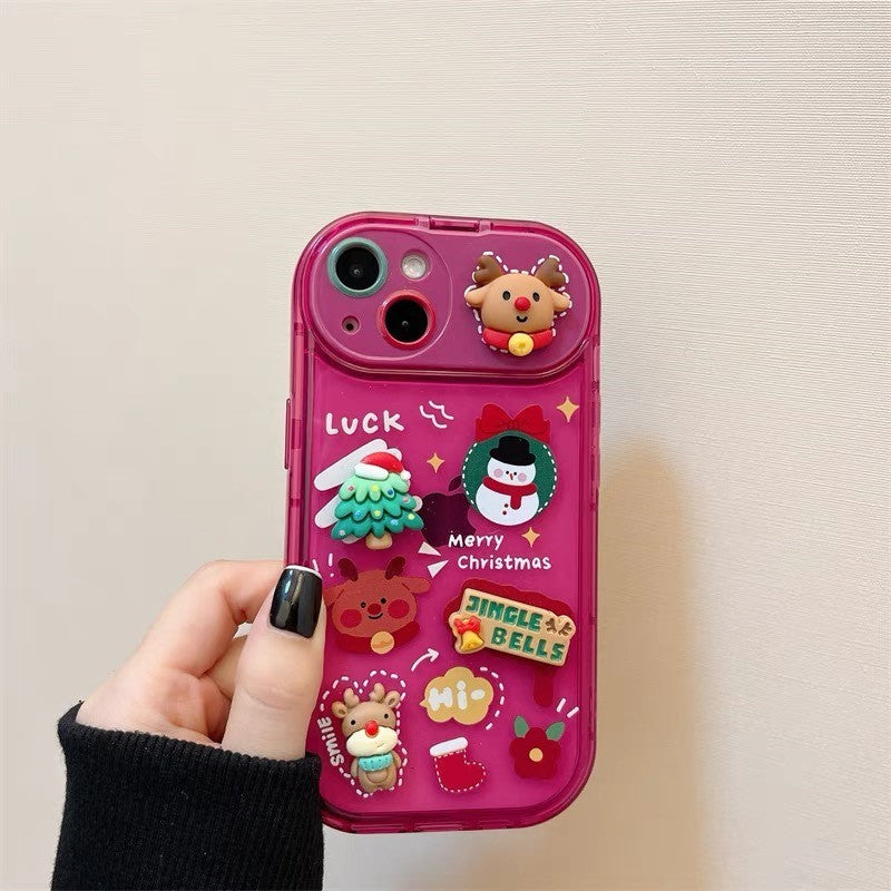 Soft Silicone Christmas Phone Case with Stereo Doll Charm Pendant