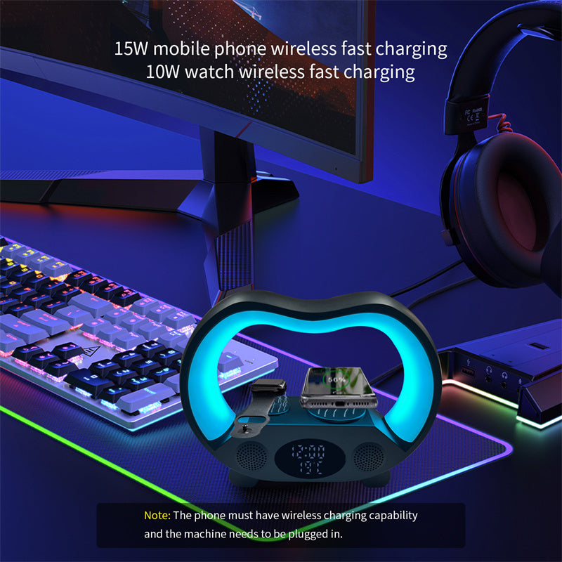 Intelligent 6-in-1 Ambient LED Lamp | Bluetooth Speaker, Wireless Charger & Remote Night Light
