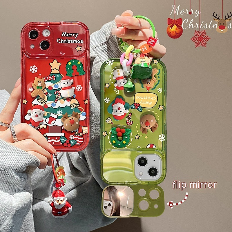 Stylish Christmas Mirror Phone Case | Protective Flip Cover & Viewing Stand