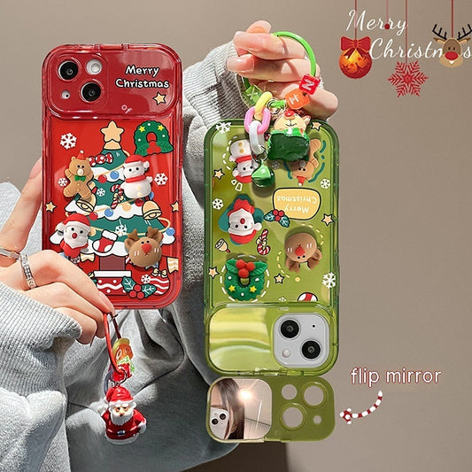 Stylish Christmas Mirror Phone Case | Protective Flip Cover & Viewing Stand