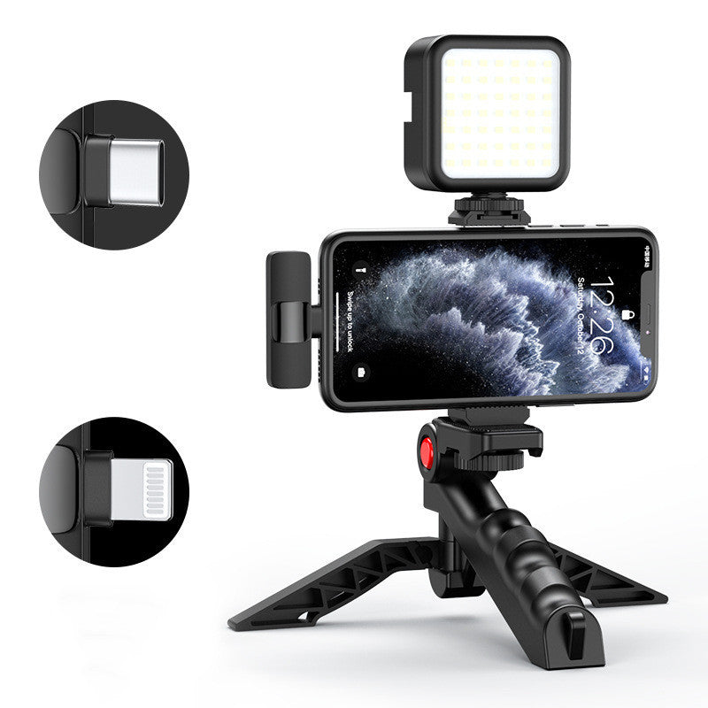 Mobile Vlogging Kit | Fill Light, Microphone & Desktop Tripod Stand