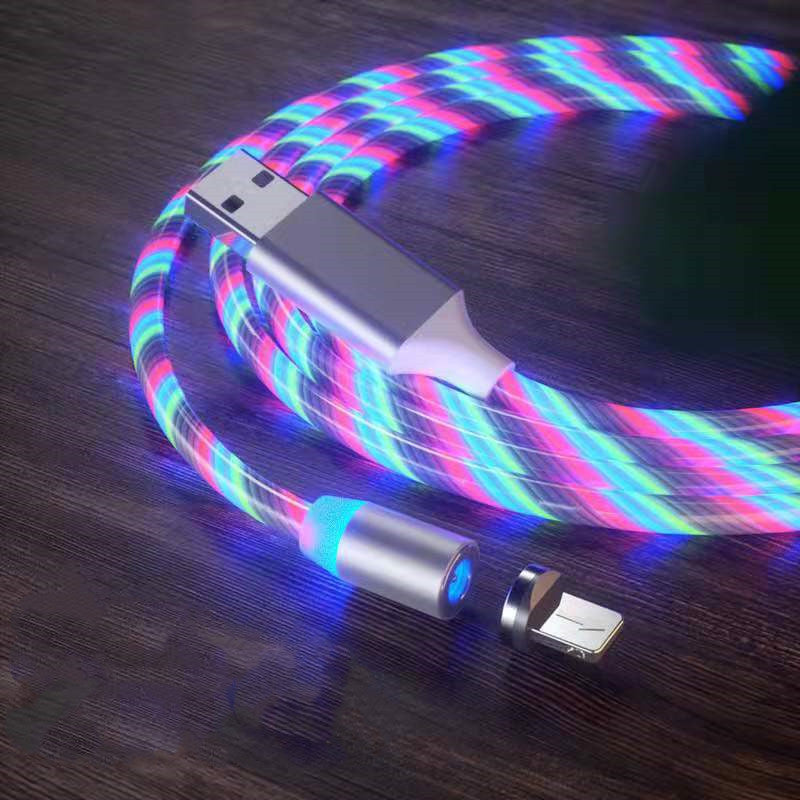 LED Streamer Magnetic Fast Charging Cable | Micro USB, Type-C & Lighting Charger