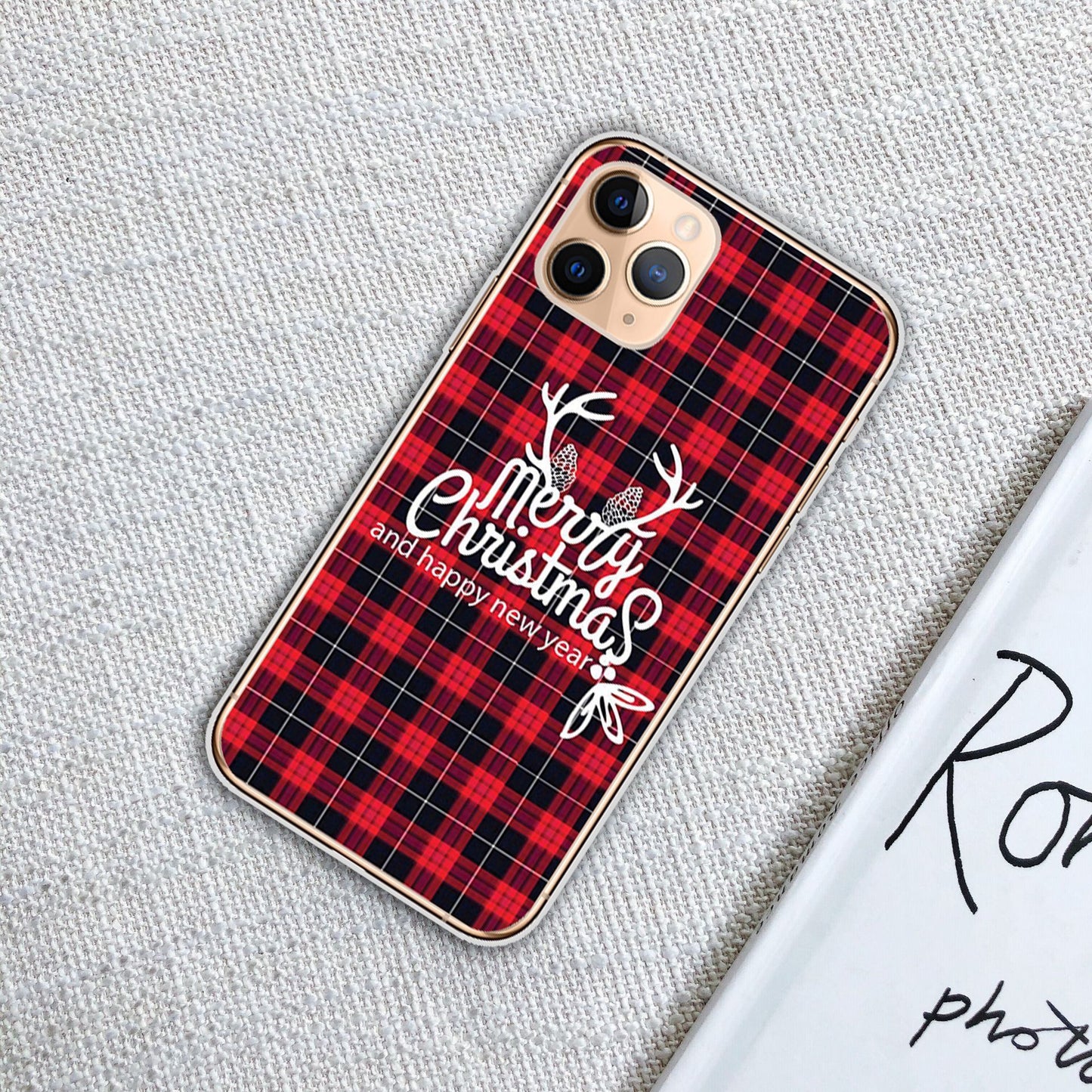 Clear Merry Christmas Phone Case | Minimalist Seasonal Design Cover