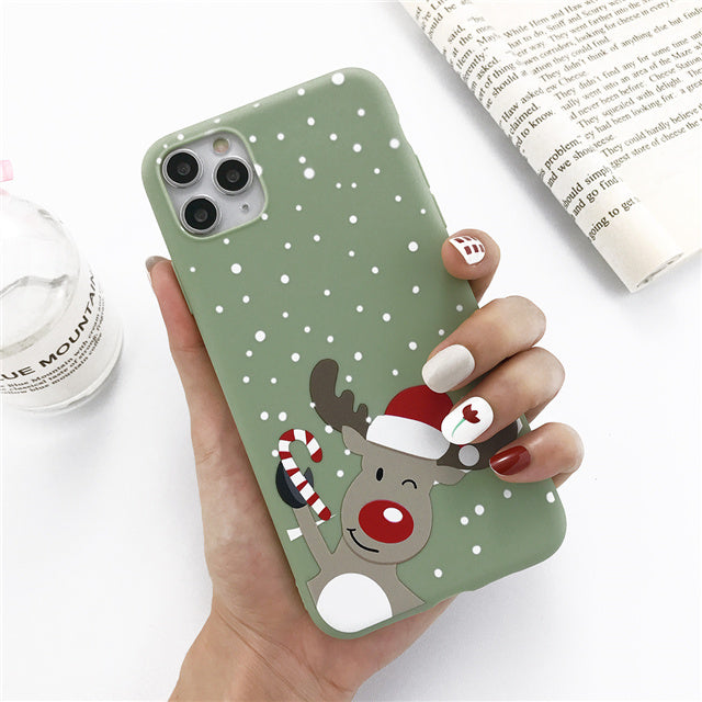 Winter Snowman and Elk Pattern Phone Case | Durable Christmas Design
