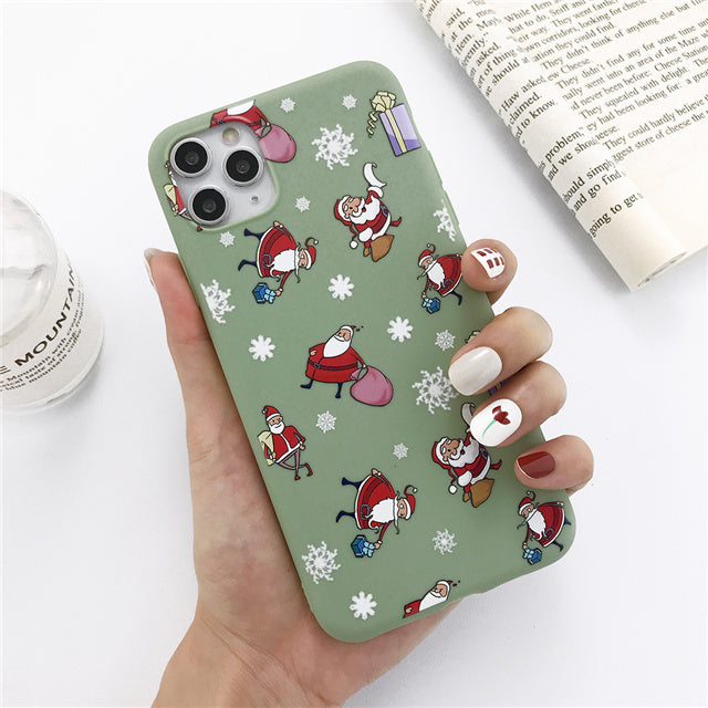 Winter Snowman and Elk Pattern Phone Case | Durable Christmas Design