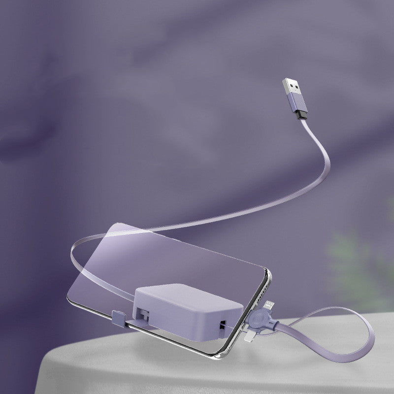 Creative Macaron Storage Box 4-in-1 Charging Data Cable | Retractable Phone Stand