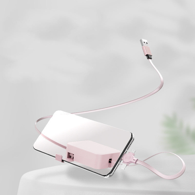 Creative Macaron Storage Box 4-in-1 Charging Data Cable | Retractable Phone Stand