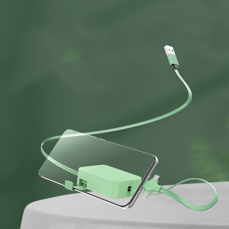 Creative Macaron Storage Box 4-in-1 Charging Data Cable | Retractable Phone Stand