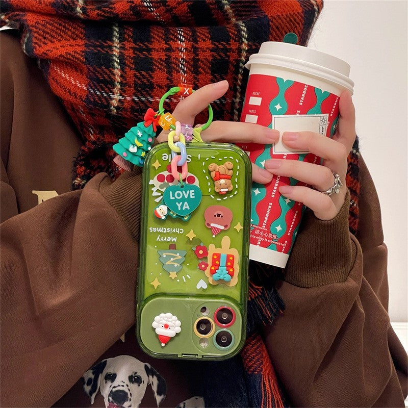 Soft Silicone Christmas Phone Case with Stereo Doll Charm Pendant