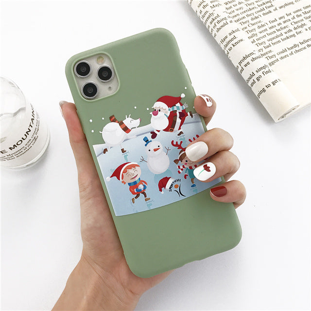 Winter Snowman and Elk Pattern Phone Case | Durable Christmas Design