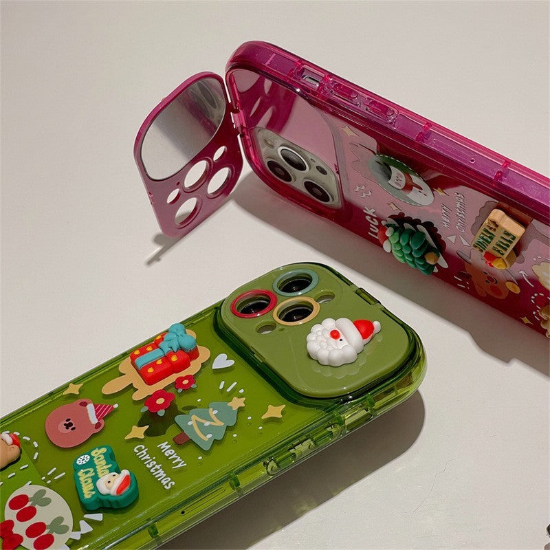 Soft Silicone Christmas Phone Case with Stereo Doll Charm Pendant
