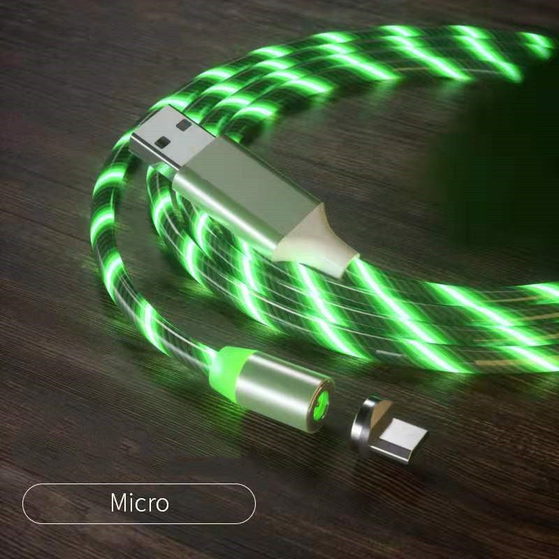 LED Streamer Magnetic Fast Charging Cable | Micro USB, Type-C & Lighting Charger