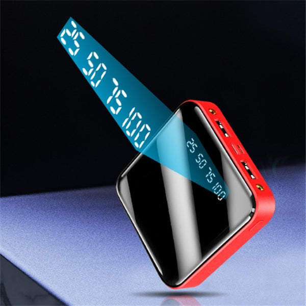 Portable 20000mAh Power Bank | Mini Size with Digital Mirror Screen