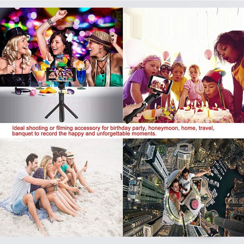 Universal Bluetooth Tripod Selfie Stick | Mobile Live Triangle Bracket for Apple Devices