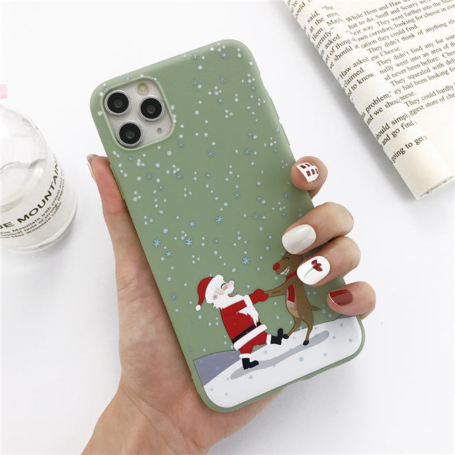 Winter Snowman and Elk Pattern Phone Case | Durable Christmas Design
