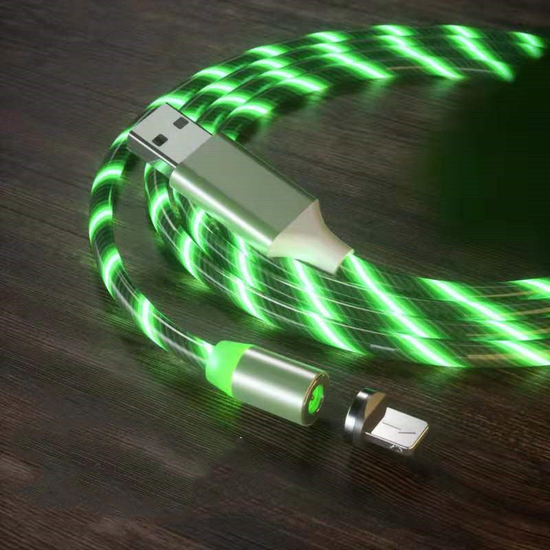 LED Streamer Magnetic Fast Charging Cable | Micro USB, Type-C & Lighting Charger