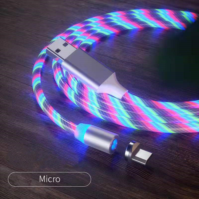 LED Streamer Magnetic Fast Charging Cable | Micro USB, Type-C & Lighting Charger