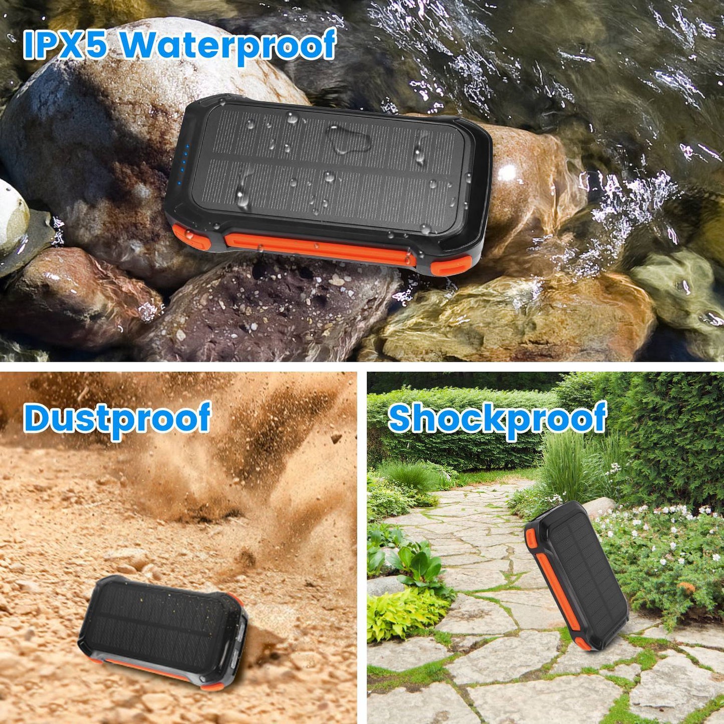 Ultimate Outdoor Power Bank (49800mAh) | Solar, 22.5W PD Fast Charge, Built-in Cables & Flashlight
