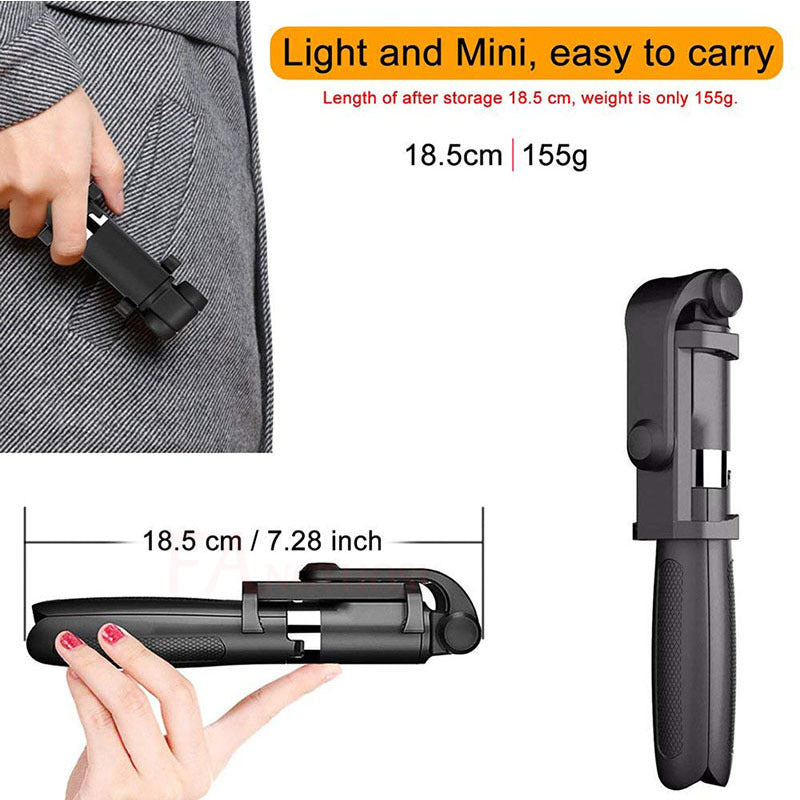 Universal Bluetooth Tripod Selfie Stick | Mobile Live Triangle Bracket for Apple Devices