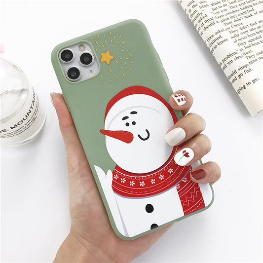 Winter Snowman and Elk Pattern Phone Case | Durable Christmas Design
