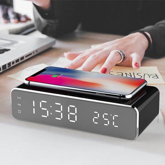Electric Alarm Clock Table Decor | Digital Despertador with Wireless Fast Charger