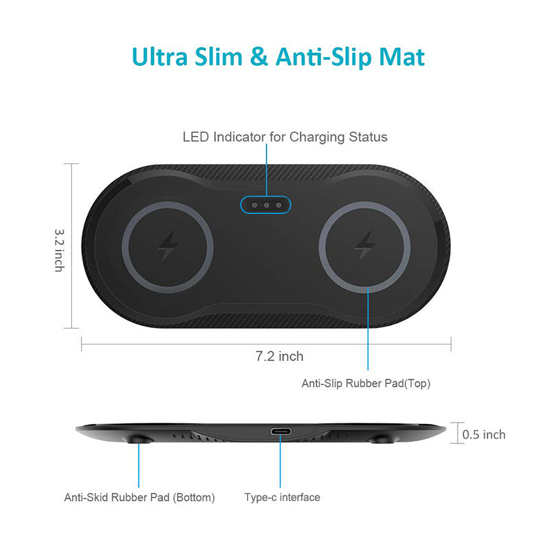 Fast Wireless Charger for Two Phones | Dual Device Charging Pad