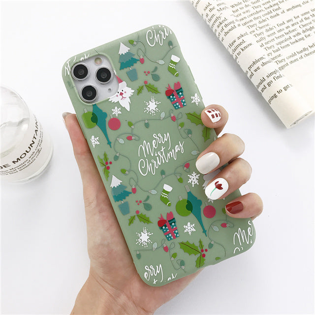 Winter Snowman and Elk Pattern Phone Case | Durable Christmas Design