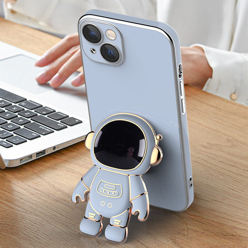 Electroplated Anti-Drop Phone Case | 3D Astronaut Kickstand Cover