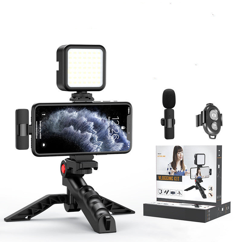Mobile Vlogging Kit | Fill Light, Microphone & Desktop Tripod Stand