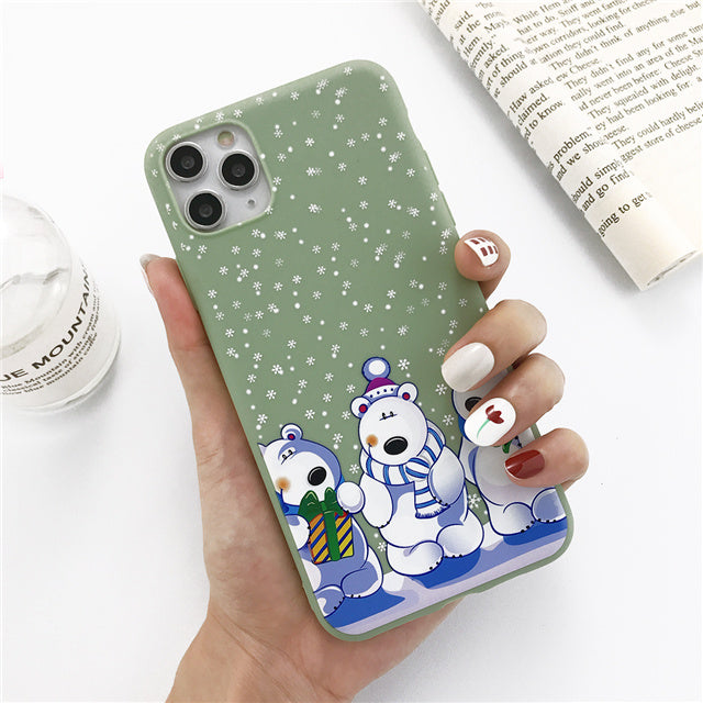 Winter Snowman and Elk Pattern Phone Case | Durable Christmas Design