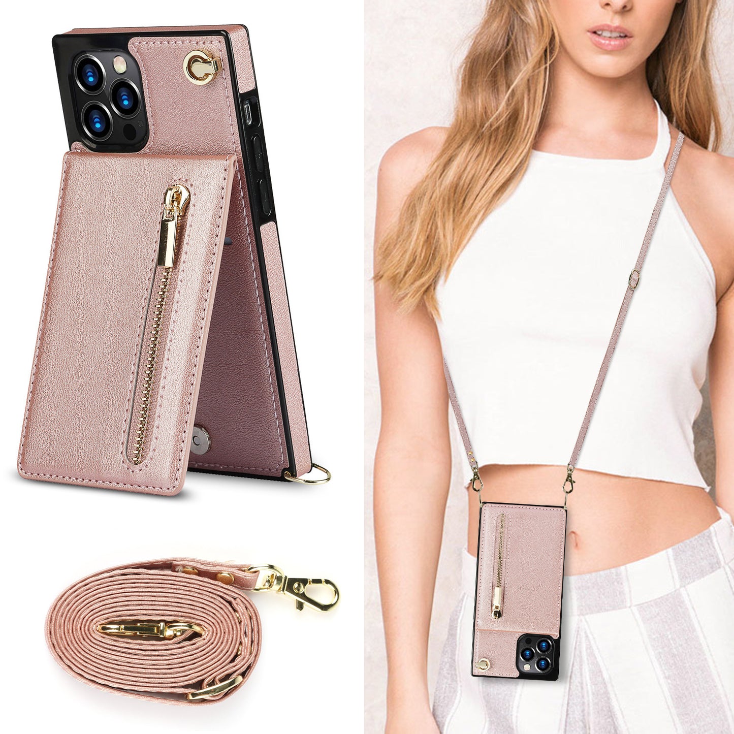 Crossbody Phone Case with Zipper Pocket | Wallet & Lanyard Cover
