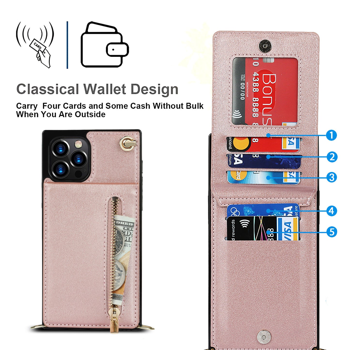 Crossbody Phone Case with Zipper Pocket | Wallet & Lanyard Cover