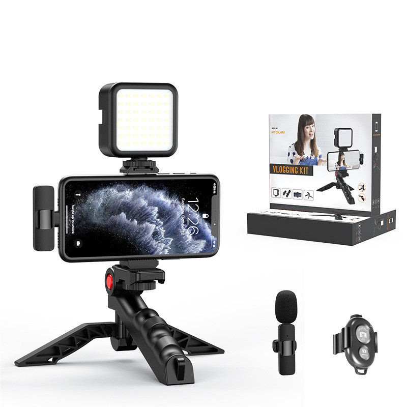 Mobile Vlogging Kit | Fill Light, Microphone & Desktop Tripod Stand