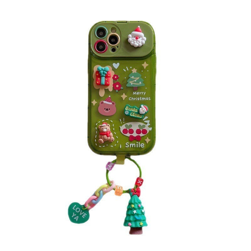 Soft Silicone Christmas Phone Case with Stereo Doll Charm Pendant