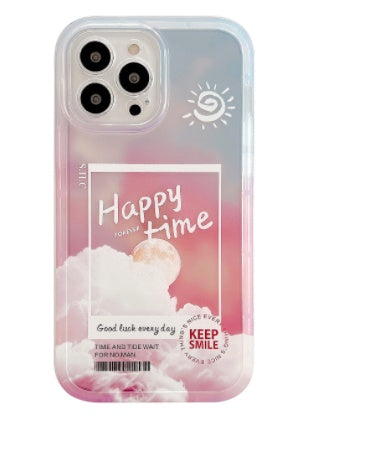 Aesthetic Transparent Cloud Letter Phone Case | Gradient Soft Cover for iPhone 11-14
