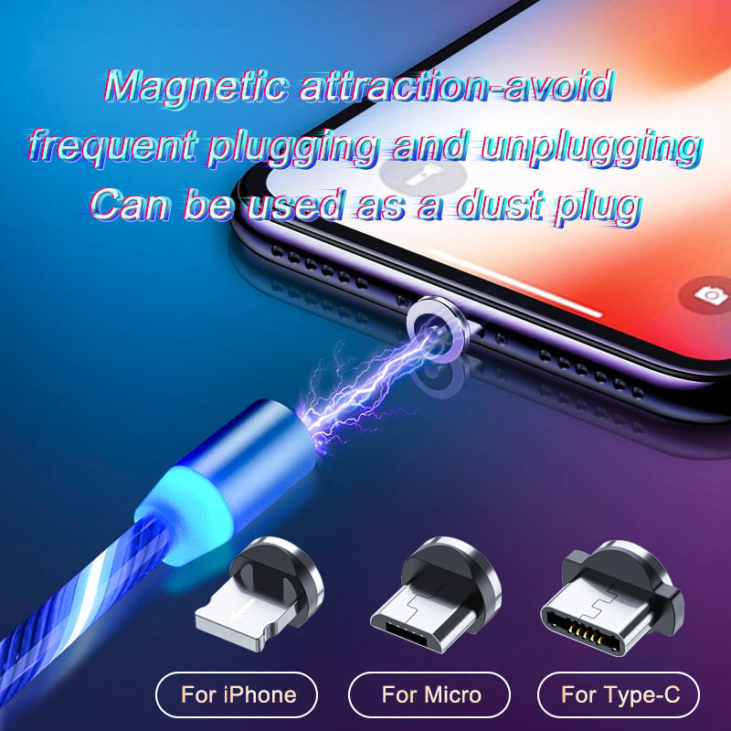 LED Streamer Magnetic Fast Charging Cable | Micro USB, Type-C & Lighting Charger