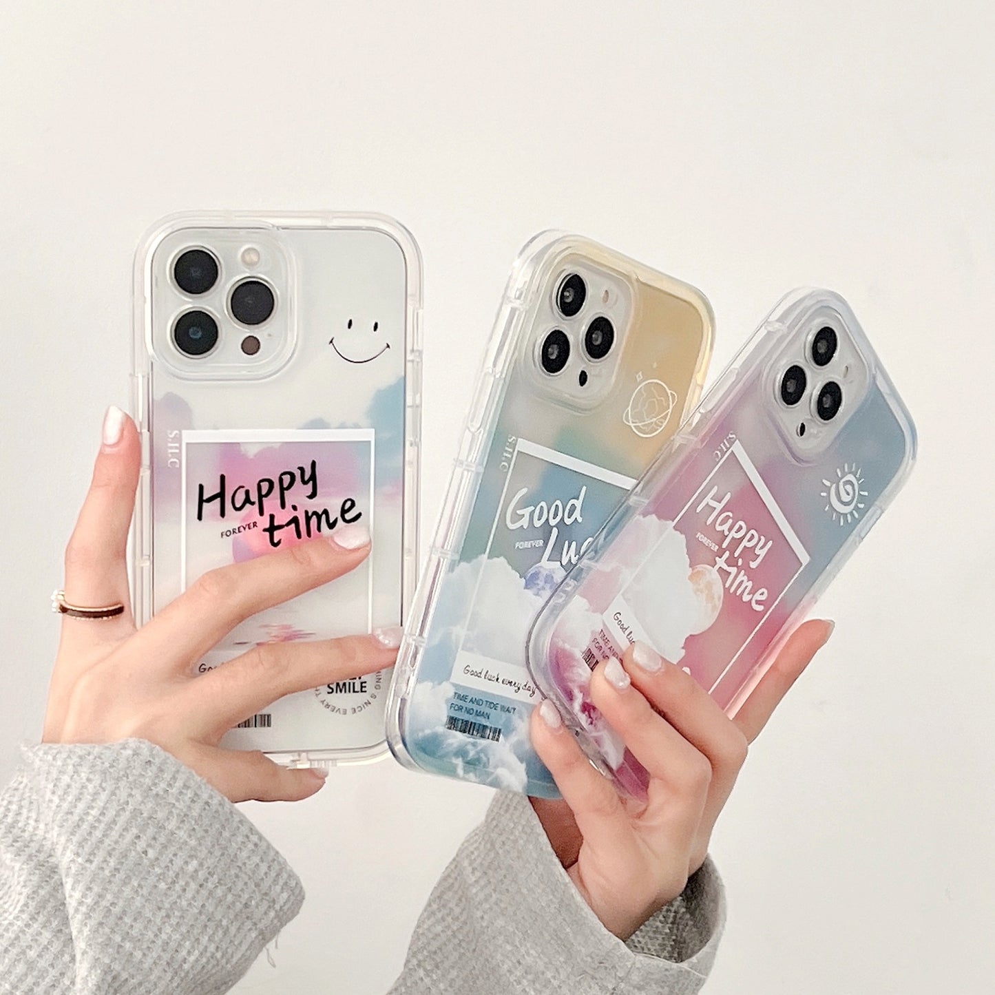Aesthetic Transparent Cloud Letter Phone Case | Gradient Soft Cover for iPhone 11-14