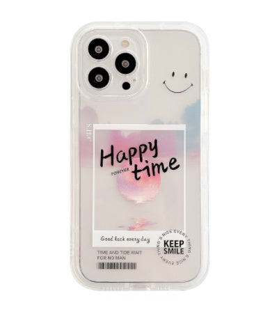 Aesthetic Transparent Cloud Letter Phone Case | Gradient Soft Cover for iPhone 11-14