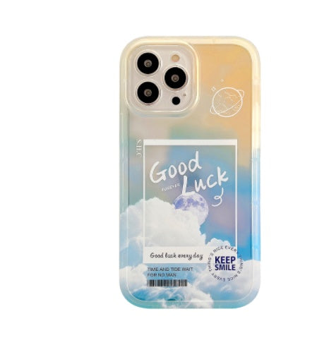Aesthetic Transparent Cloud Letter Phone Case | Gradient Soft Cover for iPhone 11-14
