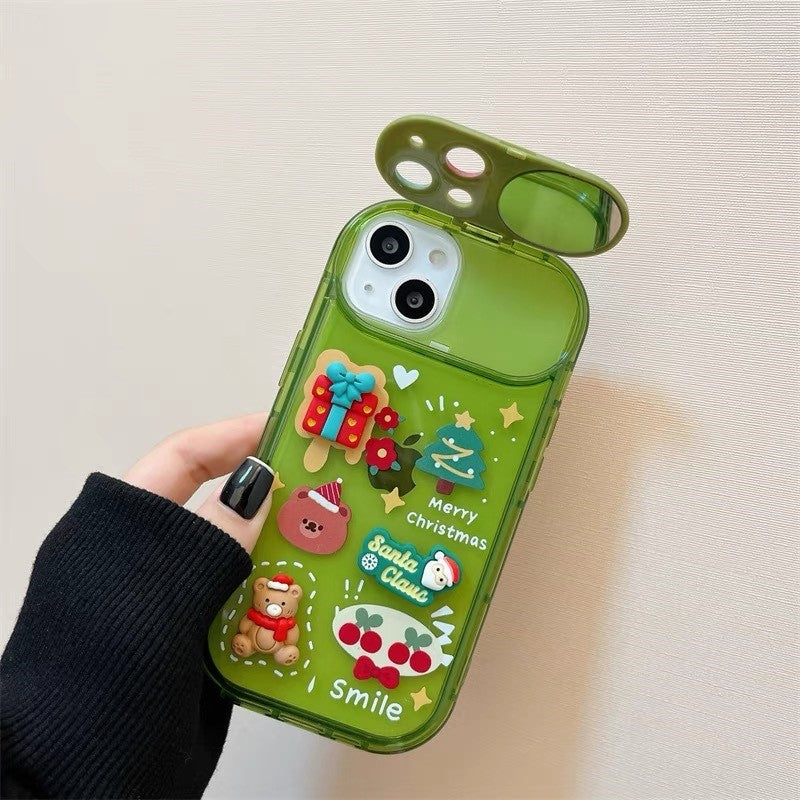 Soft Silicone Christmas Phone Case with Stereo Doll Charm Pendant