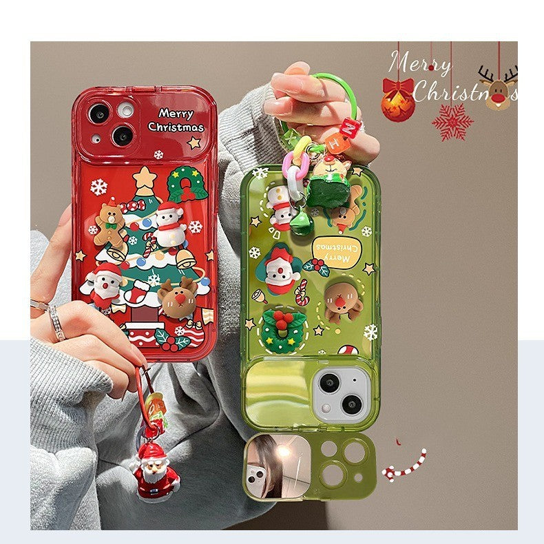 Stylish Christmas Mirror Phone Case | Protective Flip Cover & Viewing Stand