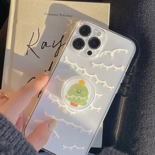 Cute Christmas Phone Case with Transparent Kickstand Bracket