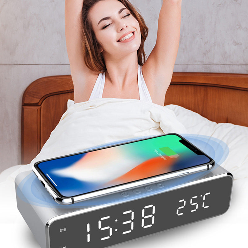 Electric Alarm Clock Table Decor | Digital Despertador with Wireless Fast Charger