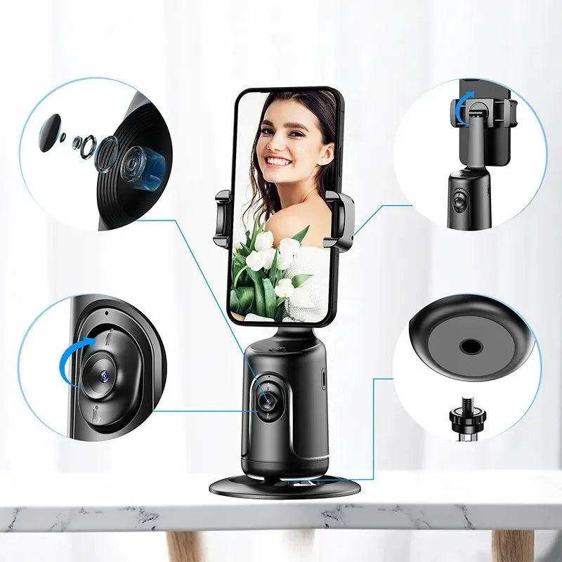 AI Smart Gimbal Stabilizer Tripod | 360 Auto Face Tracking Phone Holder