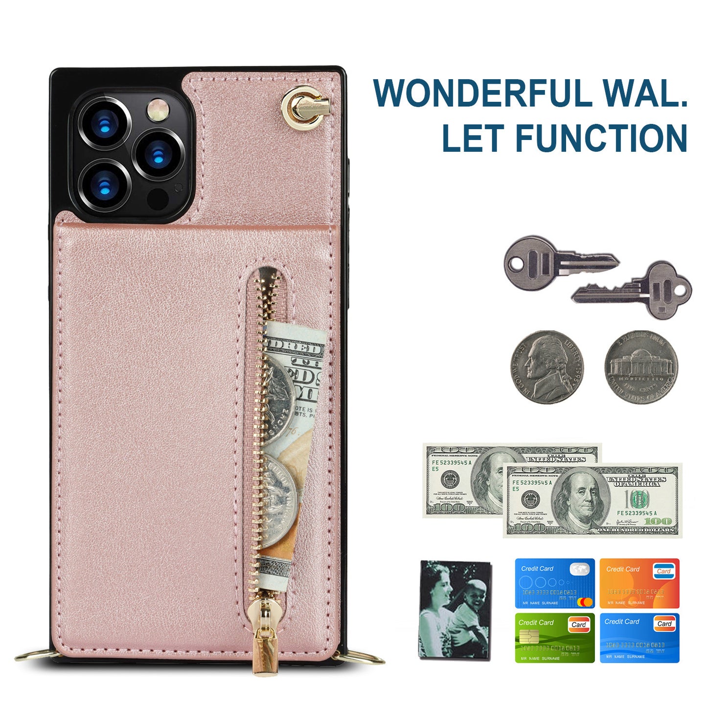 Crossbody Phone Case with Zipper Pocket | Wallet & Lanyard Cover